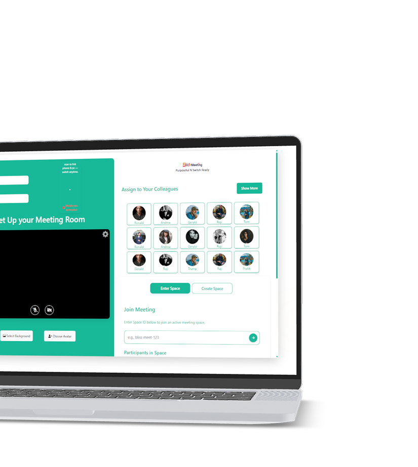 Laptop showing meeting app